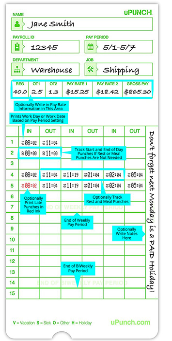 Employee Time Clocks - uPunch HN3000 time cards 1200 time cards